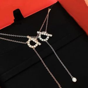 Designer Pig Nose Diamond 925 Sterling Silver 18K Gold Plated Star ClaVicle Chain Halsband för kvinnor med fulla strass högkvalitativa smycken halsband gåva