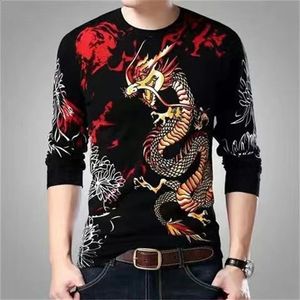 Mens Dragon Tiger T Shirt Casual 3D Printed Long Sleeve Magic Animal Graphic Top Tees High Street Pattern Tops Men Hip Hop Tee 240223