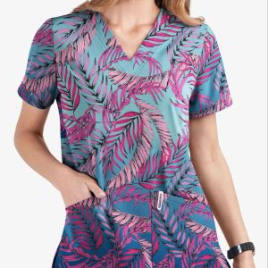 Kleid Krankenschwesteruniform V-Ausschnitt Druck Lässige Mode Dental Druck Krankenschwesteruniform Frauen Scrub Tops Arbeiter Krankenschwester Arbeit Medizinische Uniform