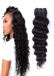 Deep Wave Brasilian Virgin Hair Weave Bunds Curly Peruansk Mongolian Malaysian Indian Human Extensions 3PCSLOT9827558