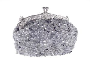 Ręcznie robione ciężkie cekinowe koralikowe torba ślubna Lady Wedding PROM COTHTAIL COMPRONE Evening Clutch torebka Silver Czerwony Czerwony Złote Zielony C1772170