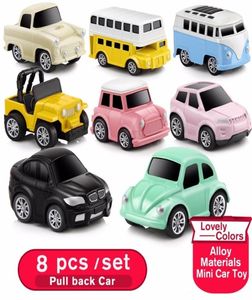 8pcsset Small Car Toy Model Diecast Pull back Vehicles Mini alloy car set of machines kit for boys baby little oyuncak araba1230559