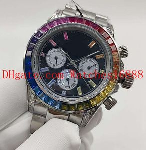 Real Photo 116595 40mm Diamanti colorati 40mm Orologio meccanico automatico da uomo Orologio da polso da uomo Bracciale in acciaio inossidabile Orologio sportivo da uomo