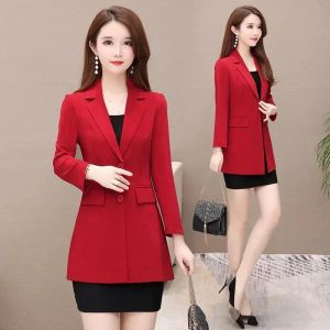 셔츠 2021 뉴 스프링 가을 여성 블레이저 재킷 검은 빨간 사무실 숙녀 롱 슬리브 슈트 코트 플러스 7xl 우아한 슬림 아웃웨어
