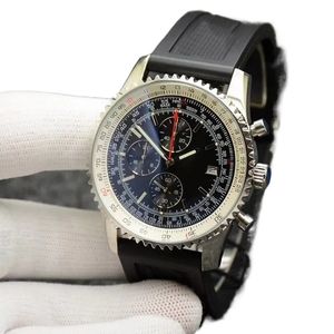 Tasarımcı İzle Navitimer 904L Paslanmaz Çelik Glinding Deri Saat Safir Cam Ayna Yüzeyi Montre Luxe Su Geçirmez Kolthuz Kaplamalı Gümüş SB054 C4