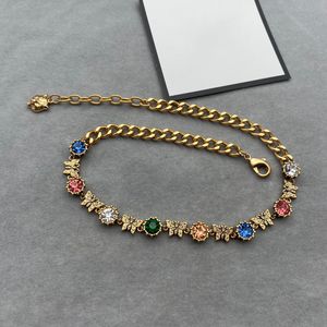 Designer Vintage Kubanische Kette Halskette Farbe Diamant Neue Farbe Diamant Schmetterling Halskette Edelstahl Luxus Halskette für Frauen Schmuck Geschenk