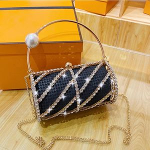 High Quality Dinner Bag for Women Diamond Shoulder Bags Golden Handle Hand Designer Purses and Handbags Chain Crossbody 240226