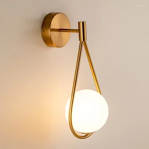 Lampa ścienna nowoczesna szklana kula LED E27 Loft Light do salonu kuchnia nordycka dekoracje domu złota metalowa luminaire