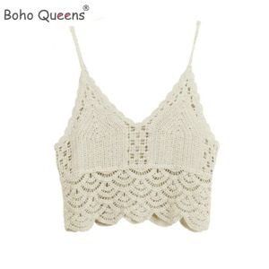 Camis Boho Queens Hippie Women Hollow Out Рукокачественные топы пляжные богемные кисточки вязаные вары