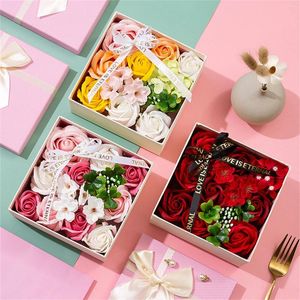 Flores decorativas presente diy casa caixa rosa sabonete dia dos namorados festival de casamento produtos de banheiro