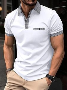 Erkek Polos Kısa kollu polo gömlek moda ekose yaka t-shirt nefes alabilen