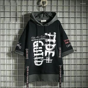 Herr t shirts mode graffiti hoodies skjorta sommar techwear brev tryck avslappnad streetwear y2k höft sport anime män tunna kläder