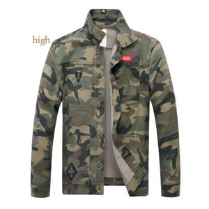 Jeans jakcet homens exército camuflagem denim jaquetas masculinas primavera outono roupas streetwear casual fino ajuste jean casaco para baixo jaqueta 43