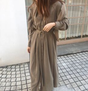 Dress Spring Summer V Neck Folds Long Shirt Belt Dress for Women Long Sleeve High Waist Aline Midi Dresses Female