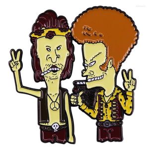 Brooches Smoking Beavis N Butthead Enamel Pin Funny Cartoon TV Series Badge Backpack Decoration Jewelry