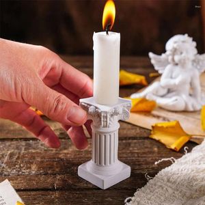 Świeczści 2 szt. Scena miniaturowa architektura klasyczna Europa w stylu Handicraft Pography Props Candlestick rzymska kolumna