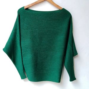 Pullovers Spring Loose Knitted Pullovers Sweater Tops Women Fashion ONeck Long Sleeve Ladies Knitted Pullover Jumper Bat wing Casual Top