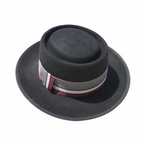 Klasyczna, szeroka, szeroka wełniana czapka fedora z kolorową wstążką w stylu retro poczuła się panama hat2897