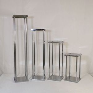 Uzun Altın Metal Çiçek Standı Düğünler için Gümüş Çiçek Vazoları Masa Dekorasyon Merkez Parçası 4pcs/Set