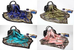 Newest Leopard Scarves Women039s Girls Silk Satin Square Scarves Office Fashion Head Shawl 5Colors Fashion 8997803