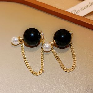 French Spring Fashion earring Black pearl tassel earrings hoops ear studs Designer Jewelry E2024-121