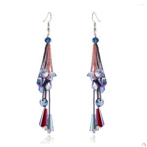 Dangle Chandelier Earrings Est Crystal For Women Girls Gold Plated Ear Hook Statement Handmade Beaded Trendy Tassels 3359 Drop Del Dhfzv