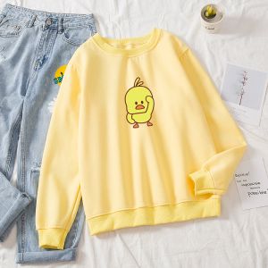 Felpe Harajuku Kawaii Felpa con cappuccio Felpa girocollo Donna Oversize Fashion Little Yellow Duck Stampa Felpe con cappuccio Divertenti Top caldi Streetwear