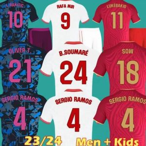 23 24 Sevillas FC Soccer Jerseys SERGIO RAMOS I.RAKITIC Y.EN NESYRI RAFA MIR E. LAMELA J.NAVAS SUSO 2023 2024 Football Shirt Home White Away Third Camiseta Men