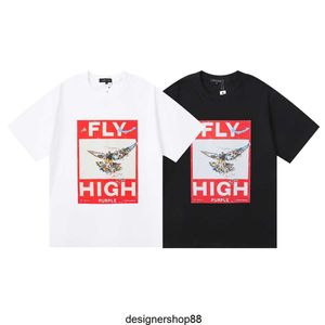 Best Quality American Fashion Brand Purple Brand Fly High Printed Hip-hop Mens and Womens Loose Casual Round Neck Short Sleeved T-shirt