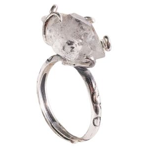 Herkimer Diamond Ring Sterling Silver S925 Rings Raw Herkimer Crystal Jewelry Unikt gåva för kvinnor