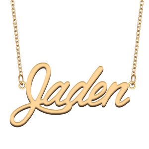Jaden-Namensketten-Anhänger, individuell personalisiert, für Frauen, Mädchen, Kinder, beste Freunde, Mütter, Geschenke, 18 Karat vergoldeter Edelstahl