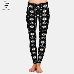 Leggings LETSFIND Neue Evil Eye Muster Drucken Hohe Qualität Milch Seide Hosen Hohe Taille Frauen Fitness Leggings Casual Leggings Heißer Verkauf