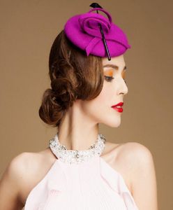 2015 عتيقة جديدة نمط الأرجواني اللون تول الزفاف قبعات الزفاف السهرة السهرة في الأزياء 8813195