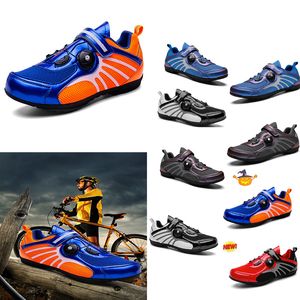 Men Sports Dirt Road Cykelskor Flat Speed ​​Cycling Sneakers Flats Mountain Bicycle Footwear Spd Cleats Swer Gai