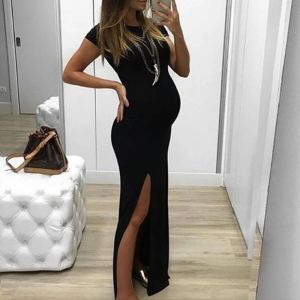 Dresses Retro Short Sleeve Split Maternity Dress Comfortable Dress For Women Pregnancy Clothes 2023 Fashion Long Skirt Pullover Female