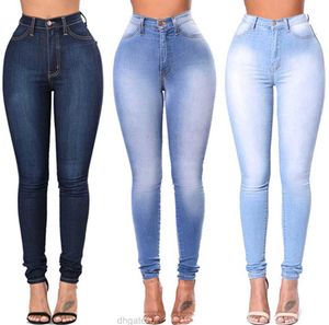 Dżinsy dla kobiet niebieskie wysoką talię elastyczne damskie panie panieńskie dżinsowe chude spodnie ołówkowe s-3xl