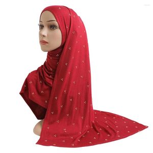 Roupas étnicas Camisa de Algodão Muçulmano Lenço Longo Com Beading Lenço Islâmico Hijab Xale Árabe Headwrap Mulheres Cabeça Envoltório Lenços Mujer