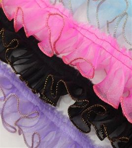 gold edge Ruffle Lace Edge Trim Pleated Ribbon Fabric Hem 216039039Width craft sew on3485159