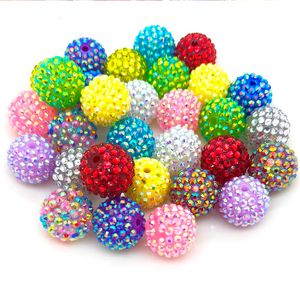 子供向けの100pcs 20mm樹脂ラインストーンビーズチャッキーネックレスとブレスレットファッション少数