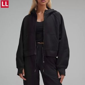 Ll yoga sweatshirts sca büyük boy tam terim kapüşonlar palet ceketleri yumuşak rahat kırpılmış kapüşonlu paltolar bahar/sonbahar/kış kalın süveter kadınlar fitness jogger terteleri