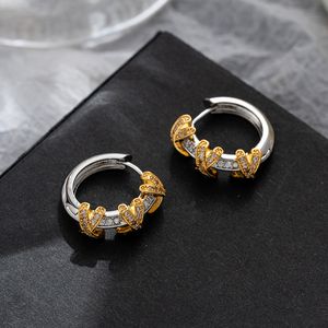 French Spring Fashion Earring Gold and Silver Color Block XX Letters Ear Hoops Designer Jewelry E2024-11