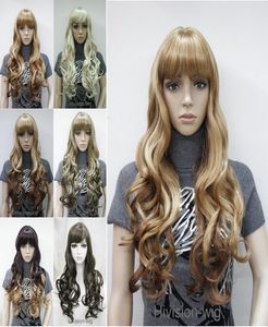11 färger långa vågiga lugg kvinnor naturliga dagliga peruk hivision vacker charmig new9561364