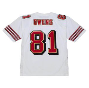 Stitched football Jersey 81 Terrell Owens 1996 50th red white mesh retro Rugby jerseys Men women youth S-6XL