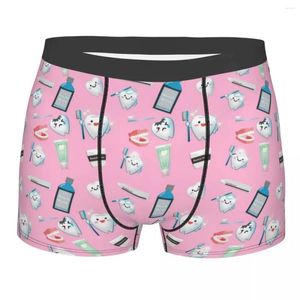 Underbyxor Herrboxare BROSTS SHORTS TRANSIER Tandtänder Mönster Pink Bakgrund Polyester Underkläder Mannhumor