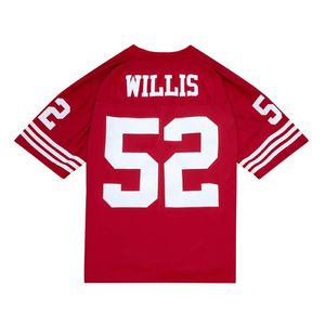 Dikişli Futbol Forması 52 Patrick Willis 2007 Kırmızı Beyaz Mesh Retro Rugby Formaları Erkek Kadın Gençlik S-6XL