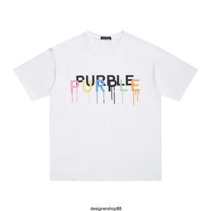 Migliore qualità 23ss Primavera / estate Moda Viola Marca Lettera colorata Stampa Hip Hop T-shirt casual a maniche corte ampia da uomo e da donna