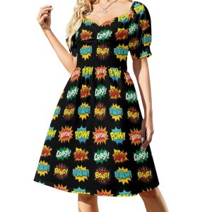 Dress Fight Scene Noises Sounds Comic Books Onomatopoeia Sleeveless Dress elegant dresses for women sexy short dresses daring