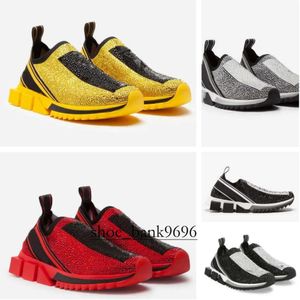 Freizeitschuhe Neu für 2024 Sorrento Sock Sneakers Herren mit Strasssteinen Kristalle Slip-on Stretch Socken Mesh Schwarz Weiß Rot Glitzer Runner Trainer