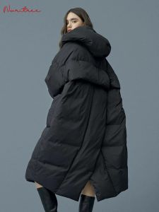 Coats S 7XL Winter Oversized Warm Duck Down Coat Female XLong Down Warm Jacket Hooded Cocoon Style Thick Warm Parkas F192 Fit 110kg