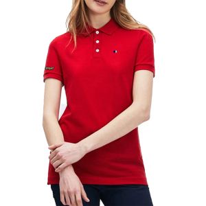 Skjortor kvinnor vår sommaren smala polo skjortor broderi france logo shortsleeved 95% pique bomull hem knappen skacket golf tennis toppar